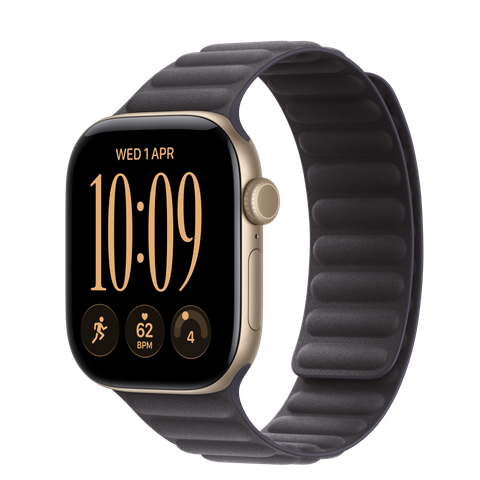 Apple Watch Series 12 GPS + Cellular, 42mm Light Gold Aluminium Case with Midnight Magnetic Link