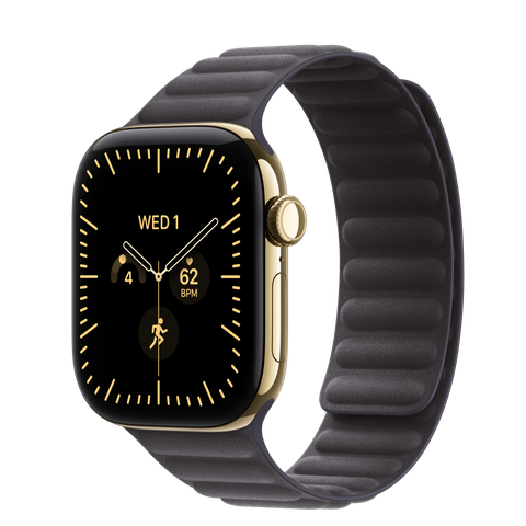 Apple Watch Series 12 GPS + Cellular, 42mm Radiant Gold Titanium Case with Midnight Magnetic Link