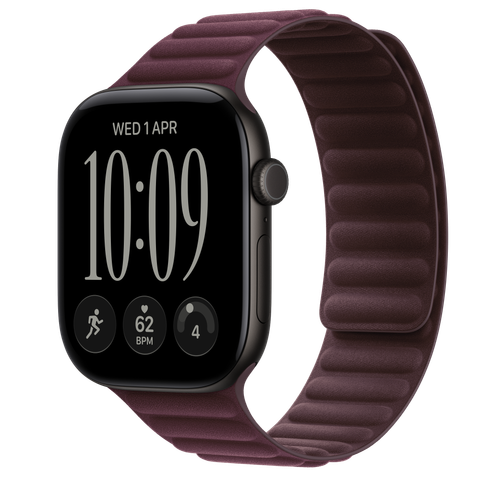 Apple Watch Series 12 GPS, 46mm Black Aluminium Case with Burgundy Magnetic Link