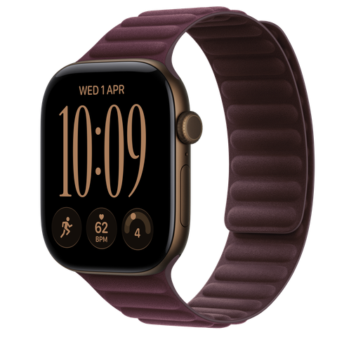 Apple Watch Series 12 GPS, 46mm Dark Bronze Aluminium Case with Burgundy Magnetic Link