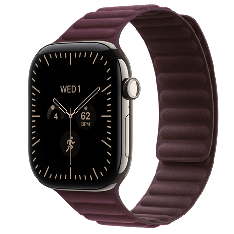 Apple Watch Series 12 GPS + Cellular, 46mm Natural Titanium Case with Burgundy Magnetic Link