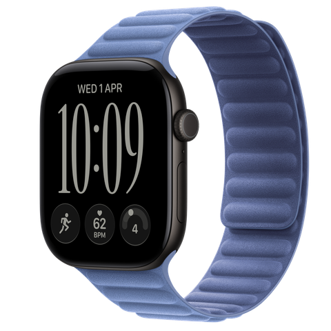 Apple Watch Series 12 GPS, 46mm Black Aluminium Case with Wildflower Blue Magnetic Link