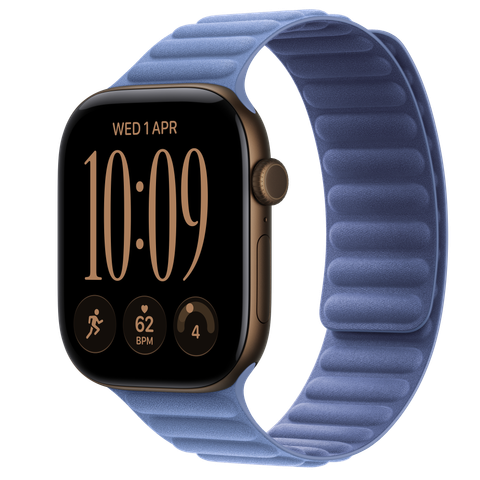 Apple Watch Series 12 GPS + Cellular, 46mm Dark Bronze Aluminium Case with Wildflower Blue Magnetic Link