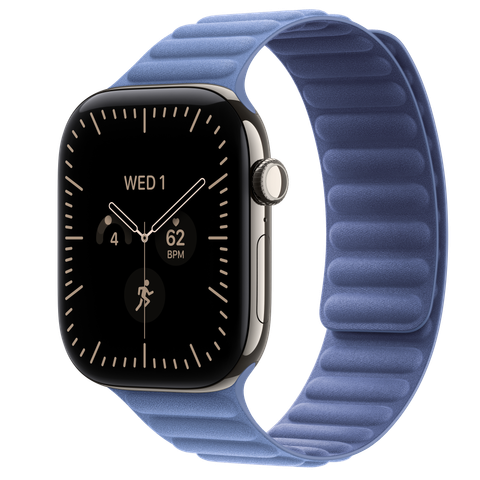 Apple Watch Series 12 GPS + Cellular, 46mm Natural Titanium Case with Wildflower Blue Magnetic Link