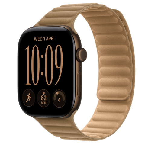 Apple Watch Series 12 GPS + Cellular, 46mm Dark Bronze Aluminium Case with Camel Magnetic Link