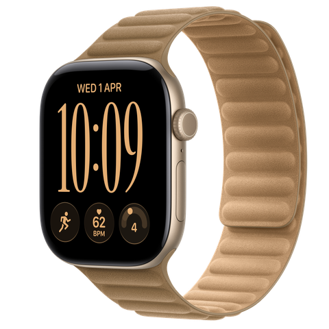 Apple Watch Series 12 GPS + Cellular, 46mm Light Gold Aluminium Case with Camel Magnetic Link