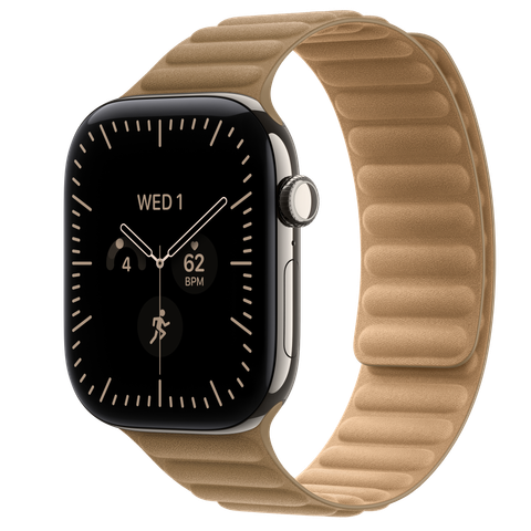 Apple Watch Series 12 GPS + Cellular, 46mm Natural Titanium Case with Camel Magnetic Link
