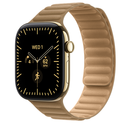 Apple Watch Series 12 GPS + Cellular, 46mm Radiant Gold Titanium Case with Camel Magnetic Link