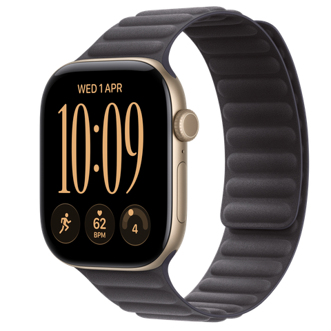 Apple Watch Series 12 GPS + Cellular, 46mm Light Gold Aluminium Case with Midnight Magnetic Link