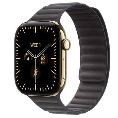 Apple Watch Series 12 GPS + Cellular, 46mm Radiant Gold Titanium Case with Midnight Magnetic Link