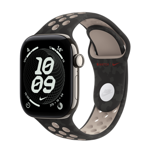 Apple Watch Series 12 GPS + Cellular, 42mm Natural Titanium Case with After Dark Black Nike Sport Band