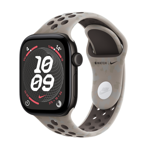Apple Watch Series 12 GPS + Cellular, 42mm Black Aluminium Case with Pavement Grey Nike Sport Band