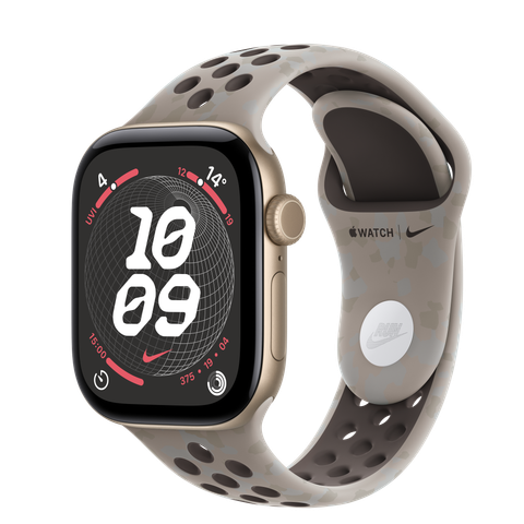 Apple Watch Series 12 GPS + Cellular, 42mm Light Gold Aluminium Case with Pavement Grey Nike Sport Band