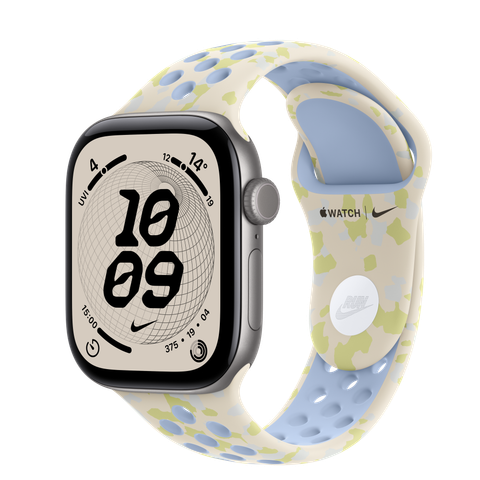 Apple Watch Series 12 GPS + Cellular, 42mm Space Grey Aluminium Case with Chalk Calm Nike Sport Band