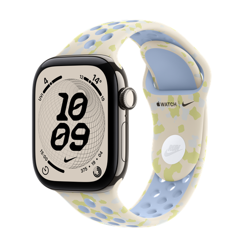 Apple Watch Series 12 GPS + Cellular, 42mm Natural Titanium Case with Chalk Calm Nike Sport Band