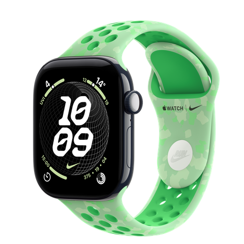 Apple Watch Series 12 GPS + Cellular, 42mm Night Blue Ceramic Case with Green Spark Nike Sport Band