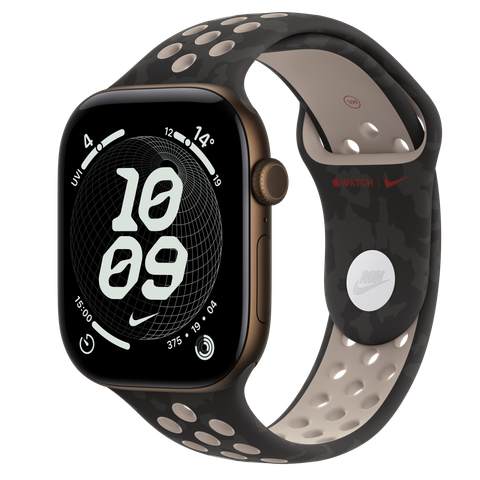 Apple Watch Series 12 GPS, 46mm Dark Bronze Aluminium Case with After Dark Black Nike Sport Band