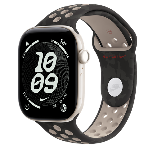 Apple Watch Series 12 GPS + Cellular, 46mm Pearl White Ceramic Case with After Dark Black Nike Sport Band