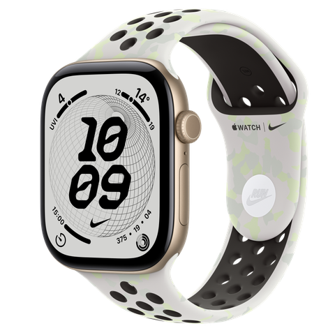 Apple Watch Series 12 GPS, 46mm Light Gold Aluminium Case with Essential White Nike Sport Band