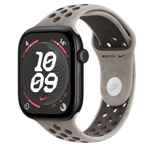 Apple Watch Series 12 GPS, 46mm Black Aluminium Case with Pavement Grey Nike Sport Band