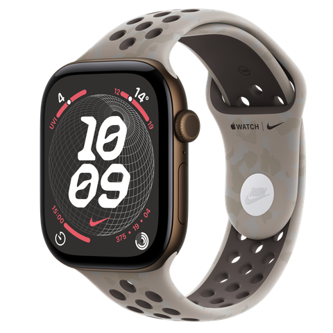 Apple Watch Series 12 GPS + Cellular, 46mm Dark Bronze Aluminium Case with Pavement Grey Nike Sport Band