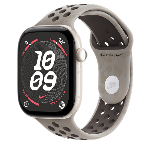 Apple Watch Series 12 GPS + Cellular, 46mm Pearl White Ceramic Case with Pavement Grey Nike Sport Band