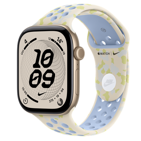 Apple Watch Series 12 GPS, 46mm Light Gold Aluminium Case with Chalk Calm Nike Sport Band