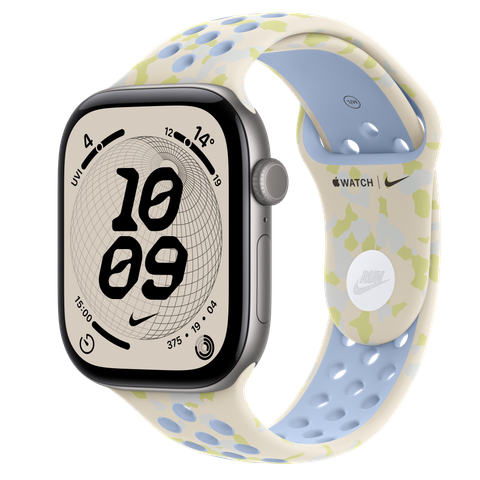 Apple Watch Series 12 GPS, 46mm Space Grey Aluminium Case with Chalk Calm Nike Sport Band