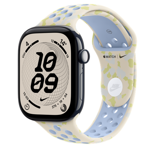 Apple Watch Series 12 GPS + Cellular, 46mm Night Blue Ceramic Case with Chalk Calm Nike Sport Band