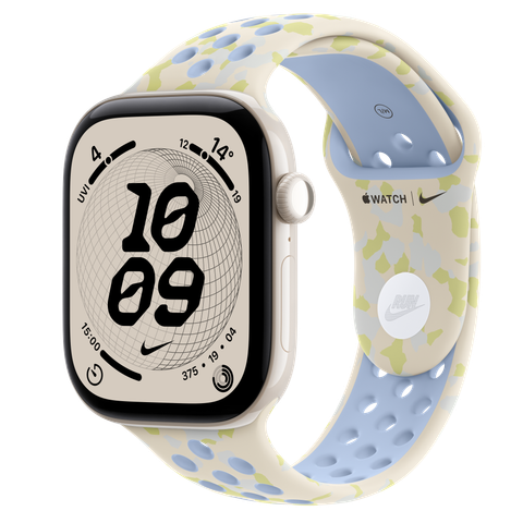 Apple Watch Series 12 GPS + Cellular, 46mm Pearl White Ceramic Case with Chalk Calm Nike Sport Band