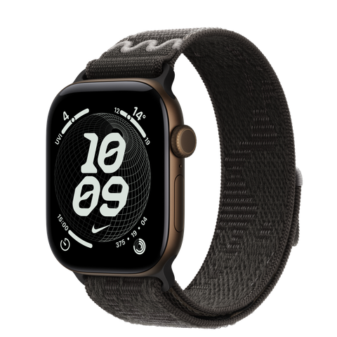 Apple Watch Series 12 GPS, 42mm Dark Bronze Aluminium Case with After Dark Black Nike Sport Loop