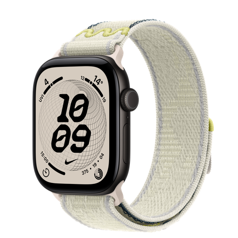 Apple Watch Series 12 GPS + Cellular, 42mm Black Aluminium Case with Chalk Calm Nike Sport Loop