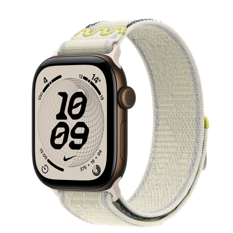 Apple Watch Series 12 GPS, 42mm Dark Bronze Aluminium Case with Chalk Calm Nike Sport Loop