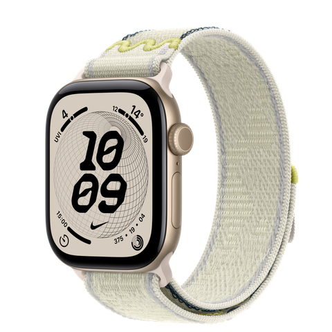 Apple Watch Series 12 GPS, 42mm Light Gold Aluminium Case with Chalk Calm Nike Sport Loop
