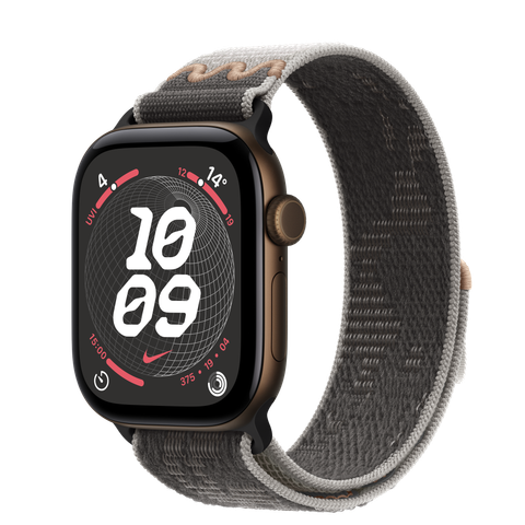 Apple Watch Series 12 GPS, 42mm Dark Bronze Aluminium Case with Pavement Grey Nike Sport Loop