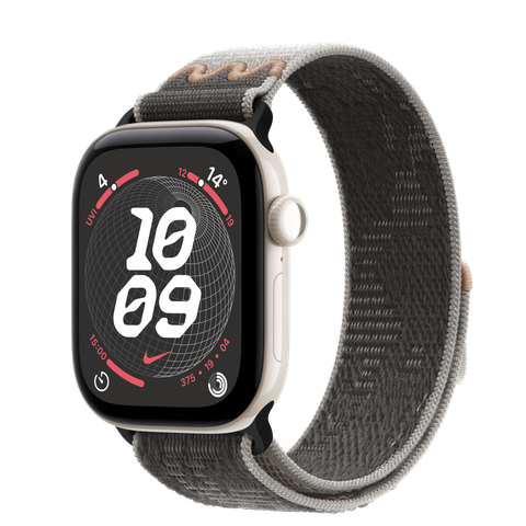 Apple Watch Series 12 GPS + Cellular, 42mm Pearl White Ceramic Case with Pavement Grey Nike Sport Loop