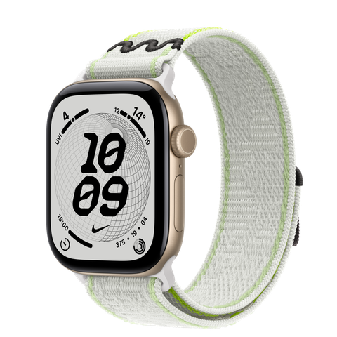 Apple Watch Series 12 GPS, 42mm Light Gold Aluminium Case with Essential White Nike Sport Loop