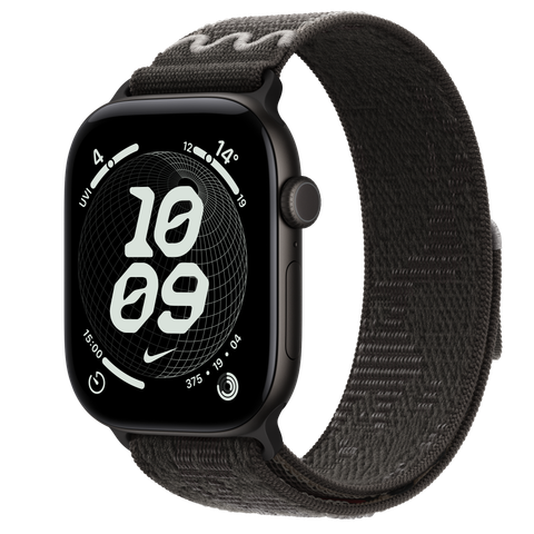 Apple Watch Series 12 GPS, 46mm Black Aluminium Case with After Dark Black Nike Sport Loop