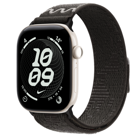 Apple Watch Series 12 GPS + Cellular, 46mm Pearl White Ceramic Case with After Dark Black Nike Sport Loop