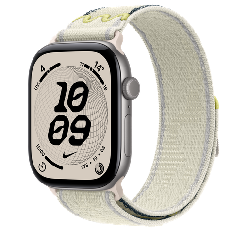 Apple Watch Series 12 GPS, 46mm Space Grey Aluminium Case with Chalk Calm Nike Sport Loop
