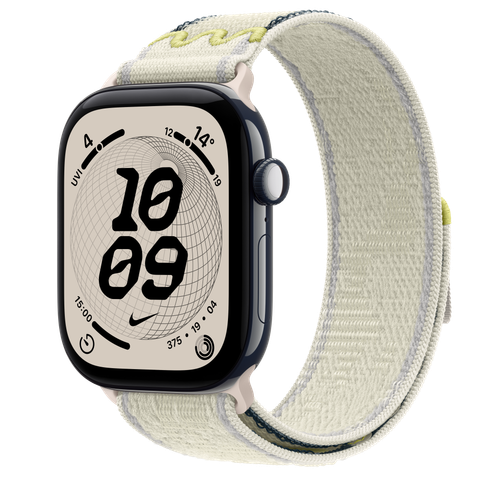 Apple Watch Series 12 GPS + Cellular, 46mm Night Blue Ceramic Case with Chalk Calm Nike Sport Loop