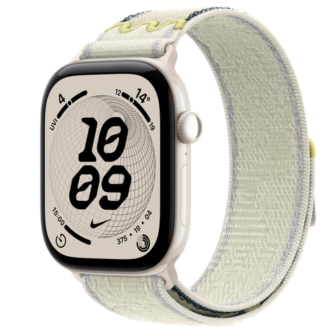 Apple Watch Series 12 GPS + Cellular, 46mm Pearl White Ceramic Case with Chalk Calm Nike Sport Loop