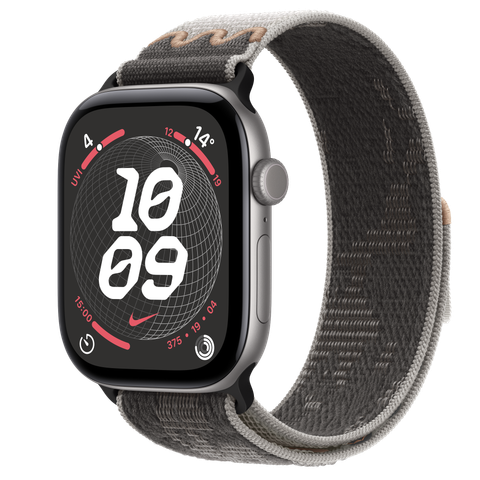 Apple Watch Series 12 GPS, 46mm Space Grey Aluminium Case with Pavement Grey Nike Sport Loop