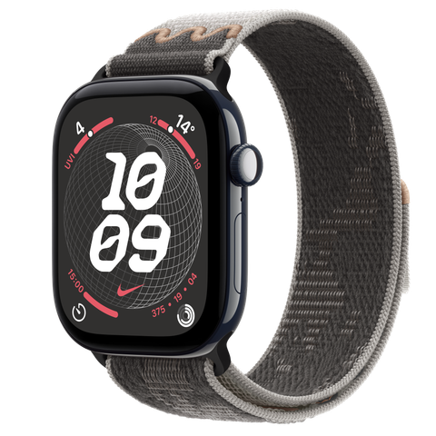 Apple Watch Series 12 GPS + Cellular, 46mm Night Blue Ceramic Case with Pavement Grey Nike Sport Loop