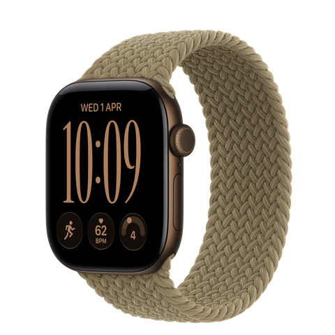 Apple Watch Series 12 GPS, 42mm Dark Bronze Aluminium Case with Olive Braided Solo Loop