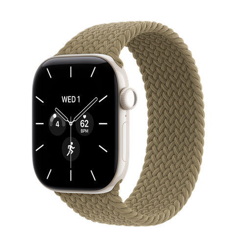 Apple Watch Series 12 GPS + Cellular, 42mm Pearl White Ceramic Case with Olive Braided Solo Loop