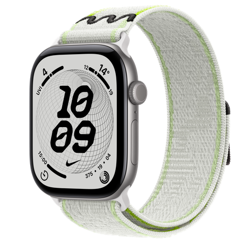 Apple Watch Series 12 GPS, 46mm Space Grey Aluminium Case with Essential White Nike Sport Loop