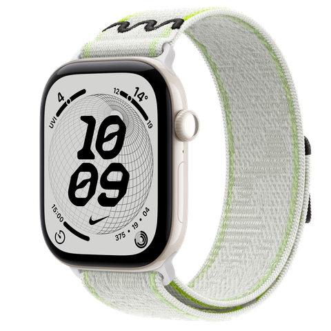 Apple Watch Series 12 GPS + Cellular, 46mm Pearl White Ceramic Case with Essential White Nike Sport Loop