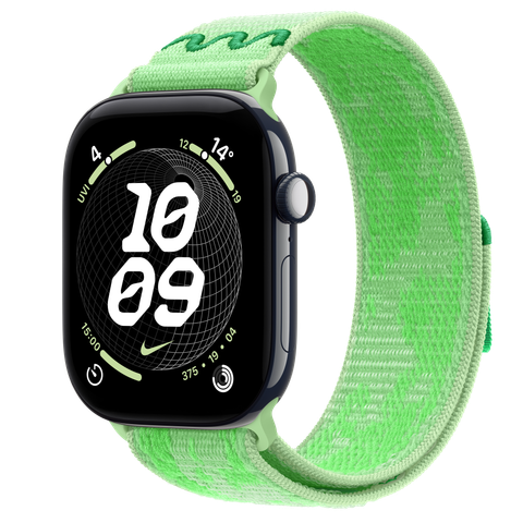 Apple Watch Series 12 GPS + Cellular, 46mm Night Blue Ceramic Case with Green Spark Nike Sport Loop