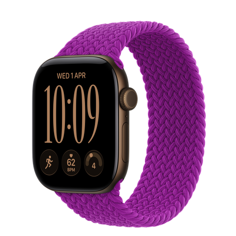 Apple Watch Series 12 GPS, 42mm Dark Bronze Aluminium Case with Magenta Braided Solo Loop